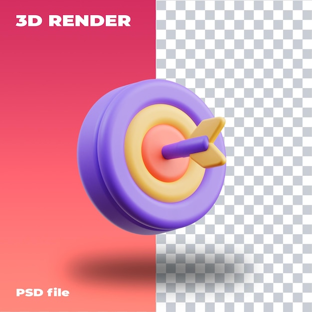 PSD objetivo objetivo ilustración 3d renderizado 3d icono