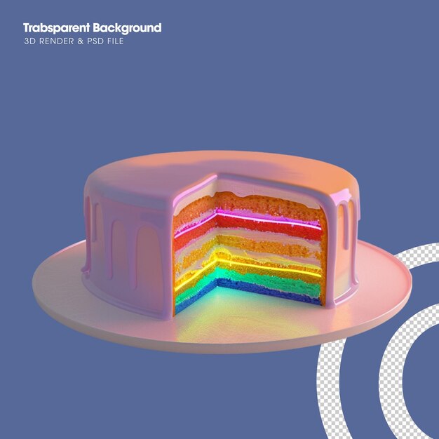 Psd un objeto de pastel de capa arco iris aislado en 3d