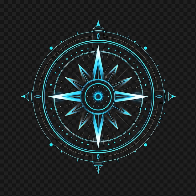 Psd of compass rose nautical blue circular neon lines anker dekora transparente saubere leuchtwirkungen