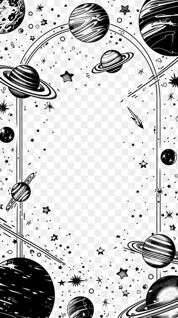 PSD psd of space themed frame art mit planeten und schießern decor cnc frame tattoo art concept