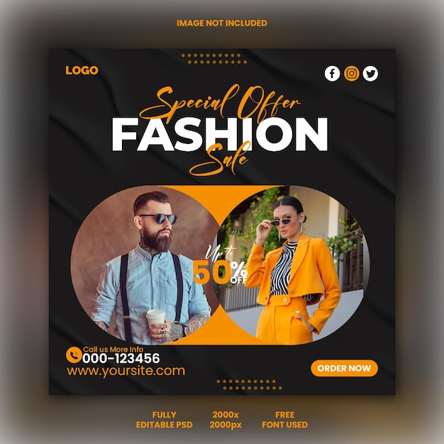 PSD Oferta Especial Venda de Moda Modelo de mídia social