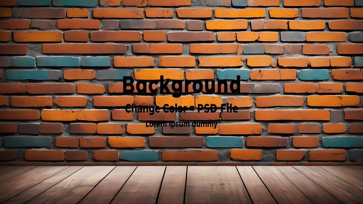 PSD psd old wall background with stained aged bricks