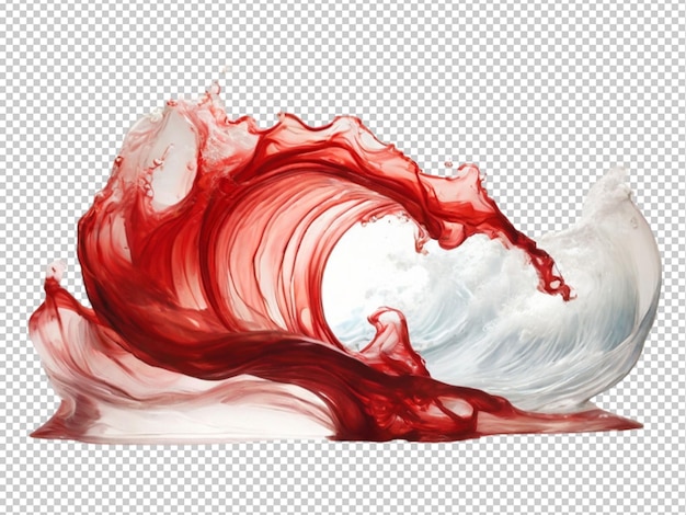 Psd de una onda roja en un fondo transparente