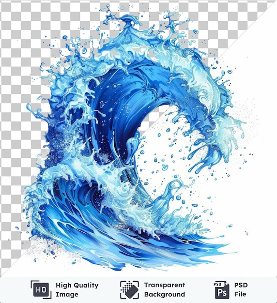 PSD psd con ondas de salpicaduras líquidas transparentes símbolo vectorial agua azul salpicando agua en un fondo aislado