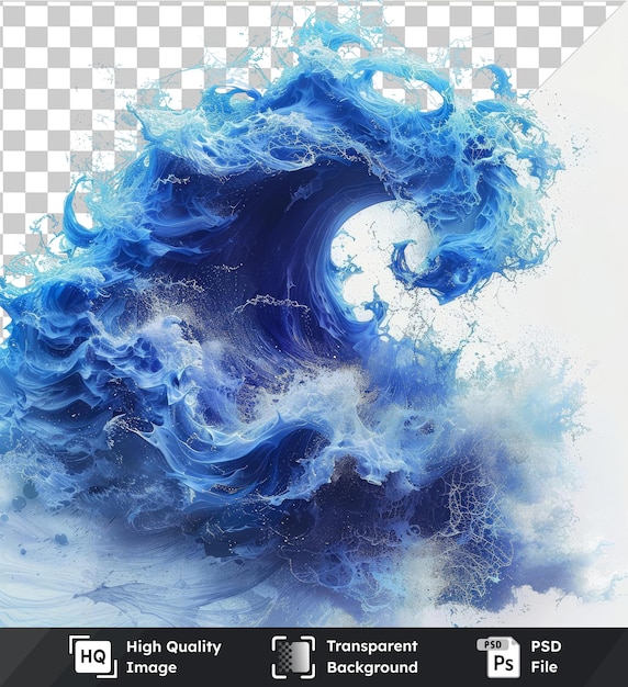 Psd con ondas vectoriales abstractas transparentes símbolo de olas azules de marea en el océano