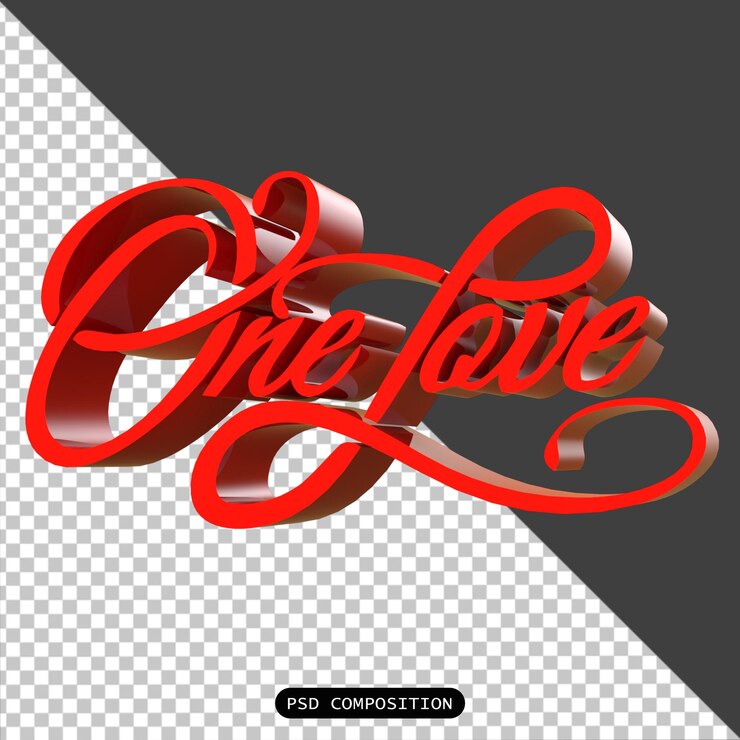 PSD psd one love 3d typographie-symbol isoliert 3d-rendering-illustration