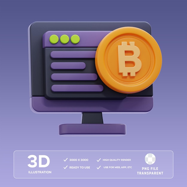 PSD online bitcoin 3D Illustrazione