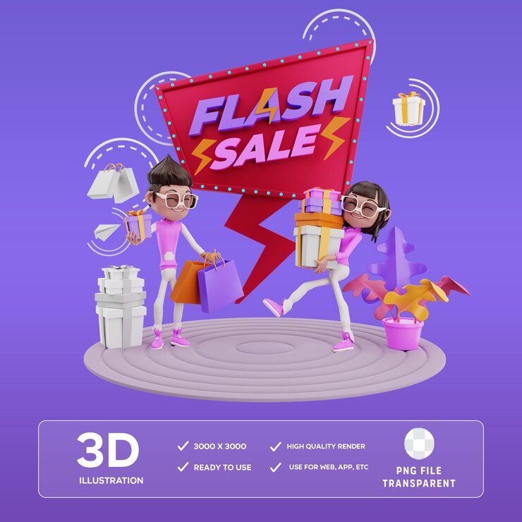 PSD psd online flash-verkauf 3d-illustration