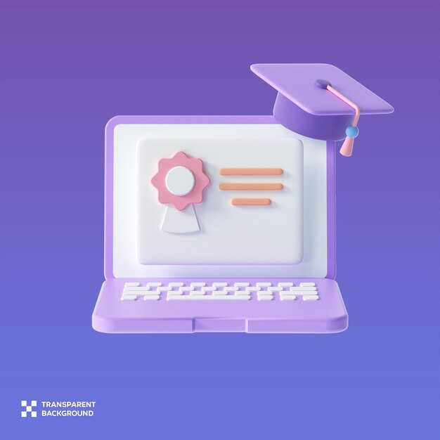 PSD online graduation 3D Illustration