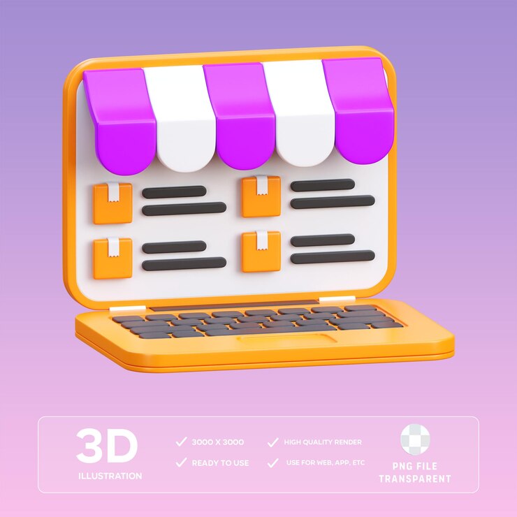 PSD psd online shop 3d illustration