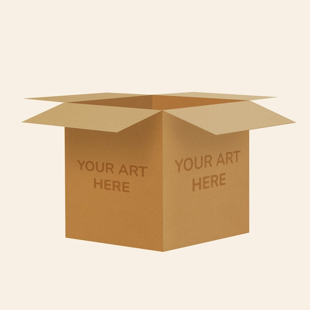 PSD Open Kraft Box Durchsichtiger Hintergrund Mockup