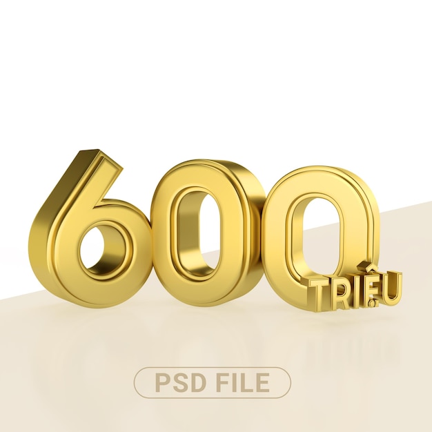 PSD Oro 600 millones Vietnam dong representación 3d