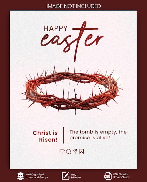PSD Osternfeier Poster Vorlage mit Dornenkrone und Ostern Text Design Ostern