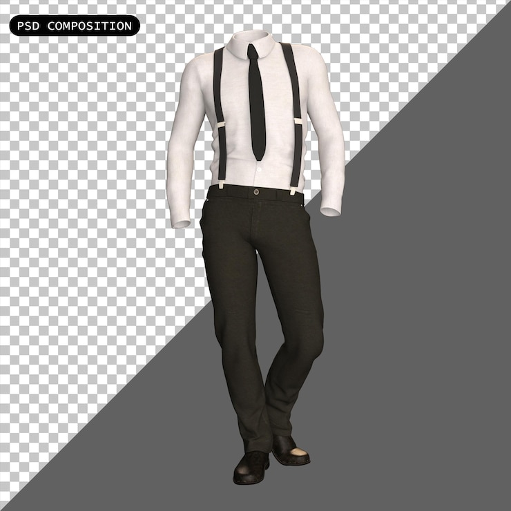 PSD psd outfit uniforme hombre clásico aislado 3d ilustración de renderización