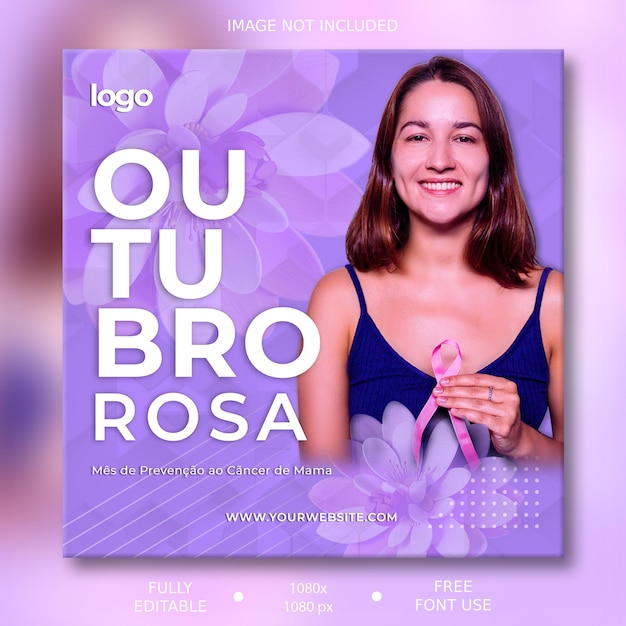 PSD outubro contra o mês de conscientização sobre o câncer de mama postagens nas redes sociais