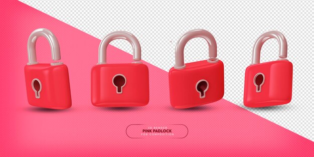 PSD Padlock 3D Render for Composition