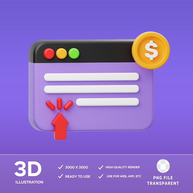 PSD paga por clic Ilustración en 3D