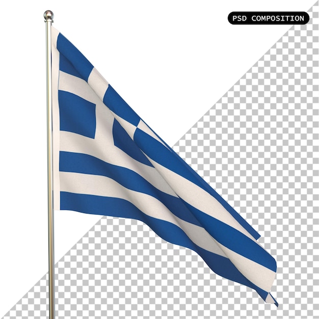 PSD psd país de bandera de grecia aislado ilustración de renderización en 3d