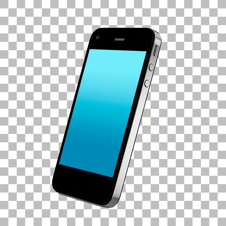 PSD una pantalla de teléfono con una pantalla azul que dice Samsung en él con fondo transparente