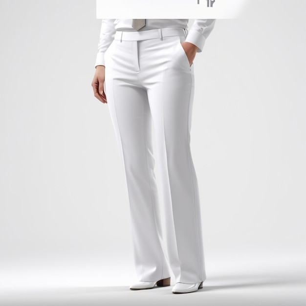 PSD de pantalones blancos sobre un fondo blanco