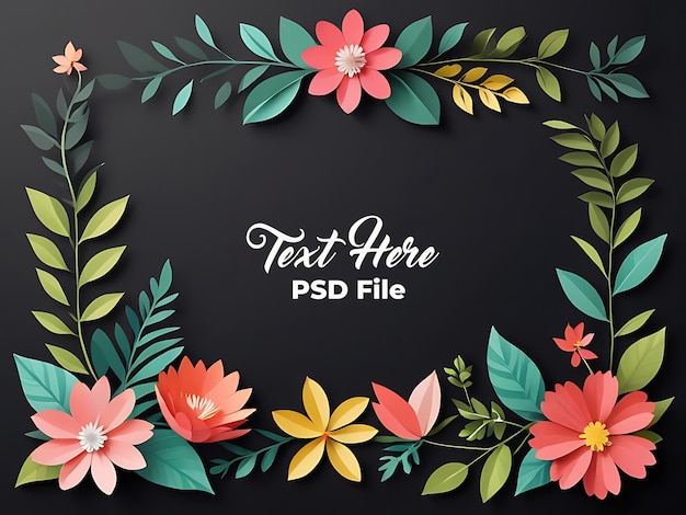 PSD psd papel de fondo floral negro marco de estilo artístico tarjeta de invitación de boda floral floral floral