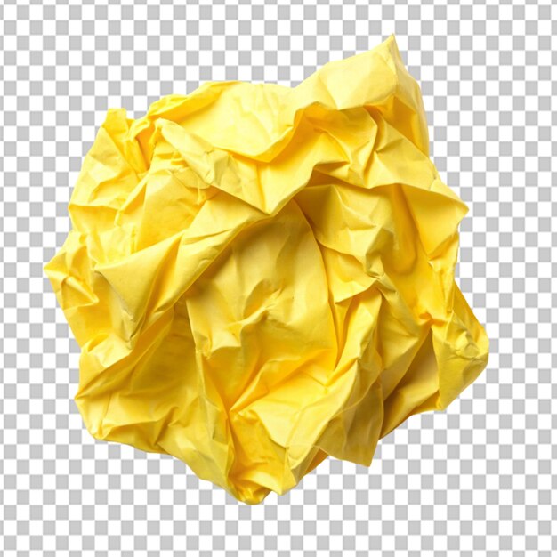 Psd D'un Papier Froissé Jaune Sur Fond Transparent