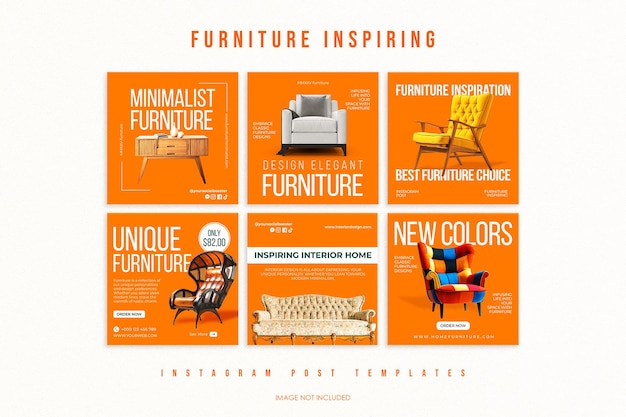 PSD El paquete de muebles inspiradores para el diseño de paquetes de Instagram para plantillas de publicaciones en redes sociales