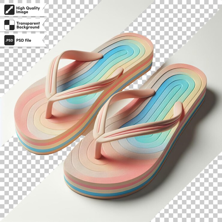 PSD psd un par de sandalias flip flop en un fondo transparente con una capa de máscara editable