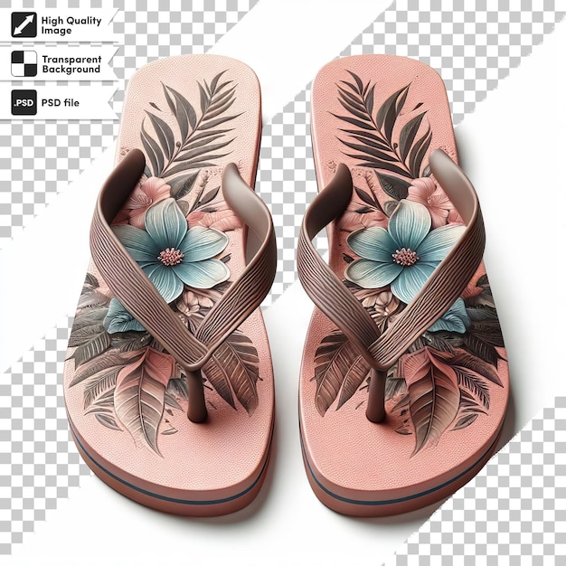 PSD un par de sandalias flip flop en un fondo transparente con una capa de máscara editable