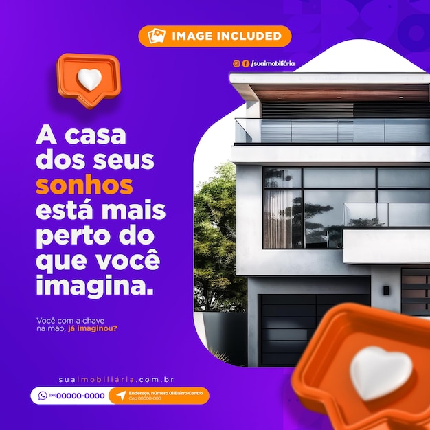 PSD para venda de imóveis design de modelo de postagem de mídia social