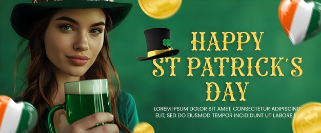 PSD psd patrick's day feier und grußkarte st. patrick's day banner-design für soziale medien