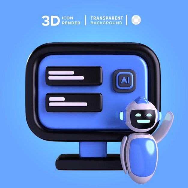 PSD psd pc chat bot 3d ilustração