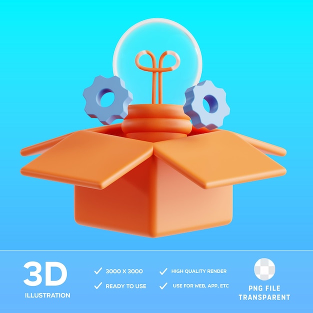 PSD pensa fuori dalla scatola Illustrazione 3D