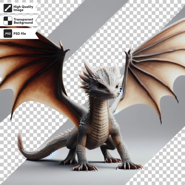 PSD psd pequeño dragón lindo en fondo transparente con capa de máscara editable