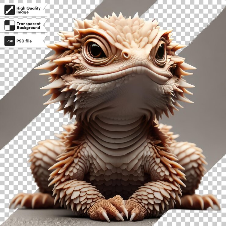 PSD psd pequeño dragón lindo en fondo transparente con capa de máscara editable