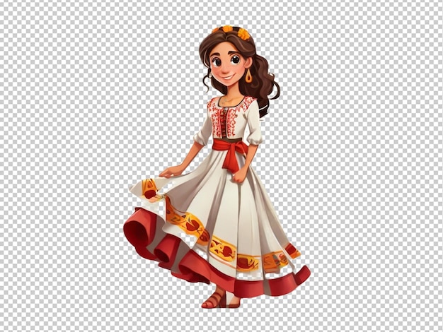 Psd de un personaje de dibujos animados en 3d de una chica de españa en un fondo transparente