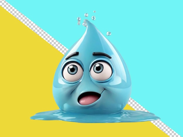 PSD psd de un personaje de dibujos animados 3d de una graciosa gota de agua