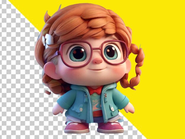 Psd de un personaje de dibujos animados en 3d sobre un fondo transparente