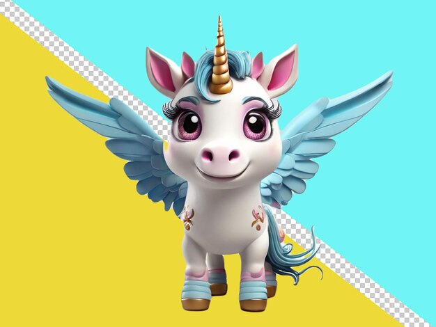 PSD psd de un personaje de dibujos animados 3d de un unicornio gracioso