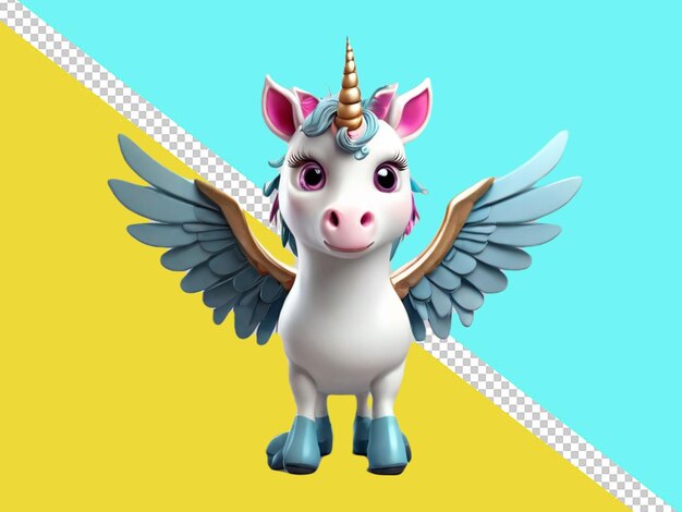 PSD psd de un personaje de dibujos animados 3d de un unicornio gracioso