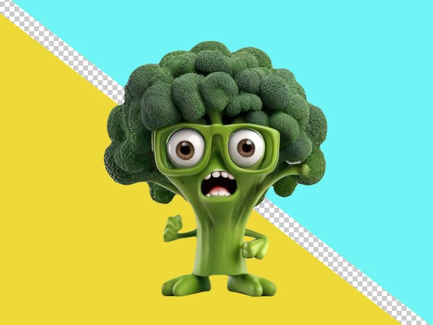 PSD psd d'un personnage 3d d'un brocoli drôle