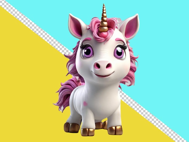 PSD psd d'un personnage de dessin animé 3d d'une licorne drôle