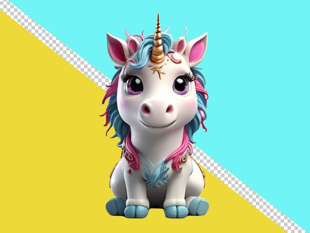 Psd D'un Personnage De Dessin Animé 3d D'une Licorne Drôle