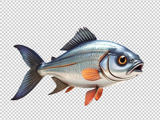 PSD psd de un pez hilsa lindo en 3d en un fondo transparente