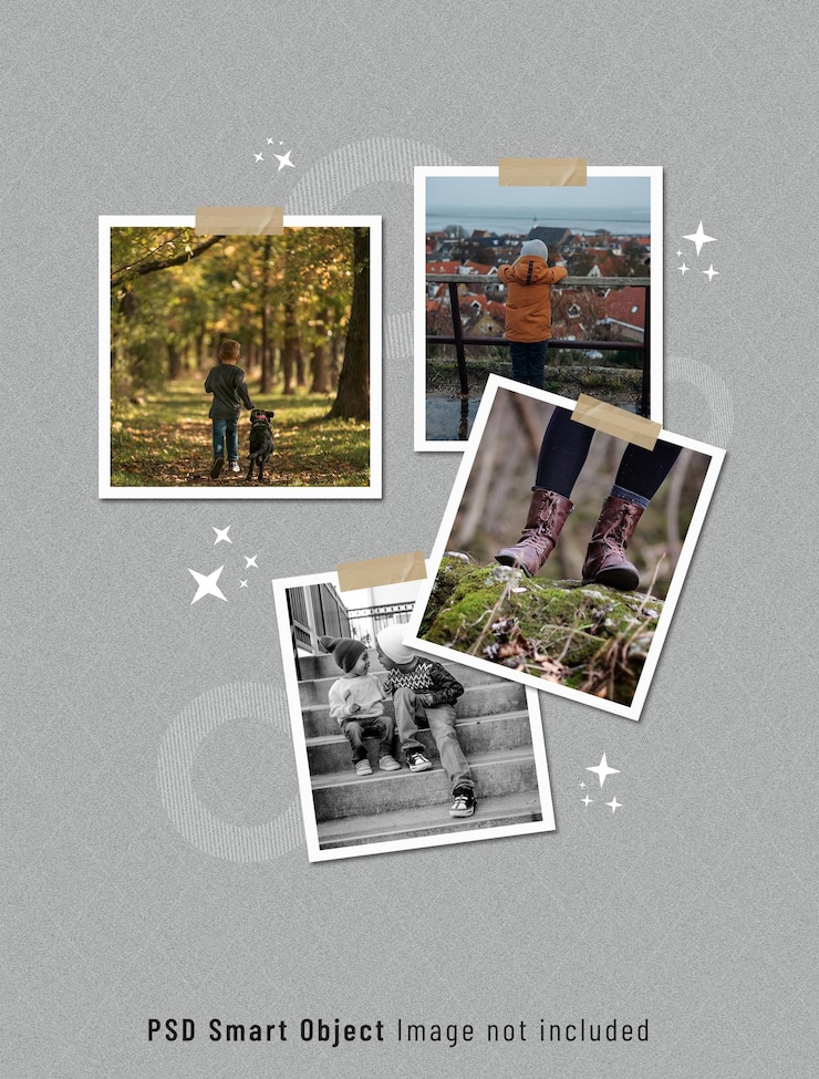 PSD photo effect collage templates with smart object