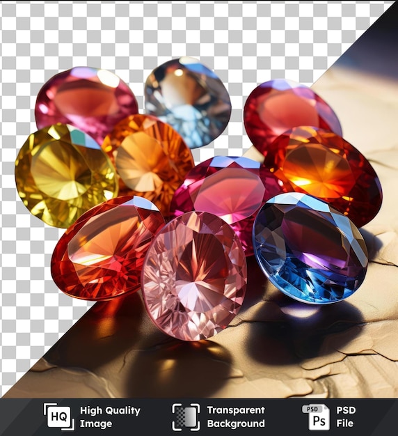 Psd con piedras preciosas fotográficas transparentes y realistas del fabricante de joyas