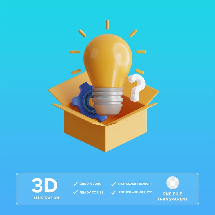 PSD Piensa fuera de la caja Ilustración 3D