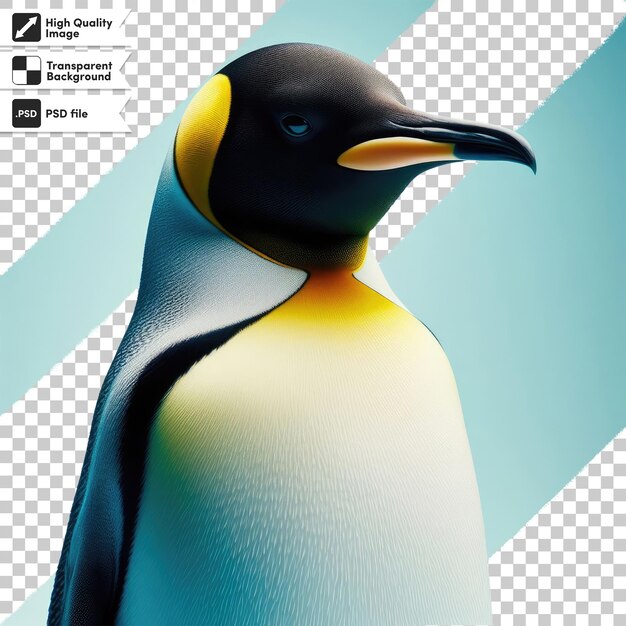 Psd el pingüino real en fondo transparente con capa de máscara editable