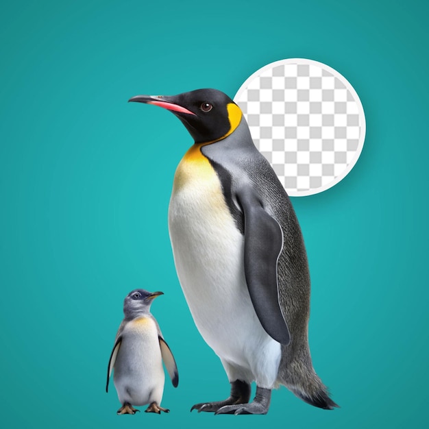 Psd el pingüino real en fondo transparente con capa de máscara editable