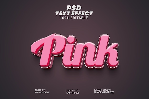 Psd pink 3d text-effekt-stil